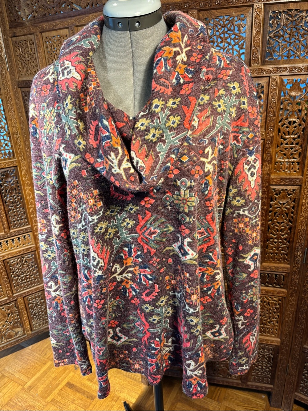 ivy jane Multicolor Floral Cowl Neck Tunic Sweater